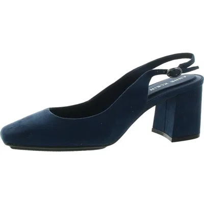 Anne Klein Womens Patent Square Toe Slingback Heels In Blue