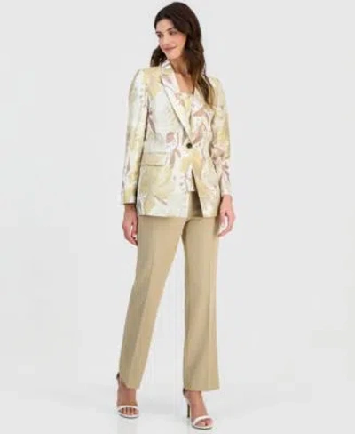 Anne Klein Womens Peak Lapel One Button Jacket Chain Strap Bustier Top In Neutral