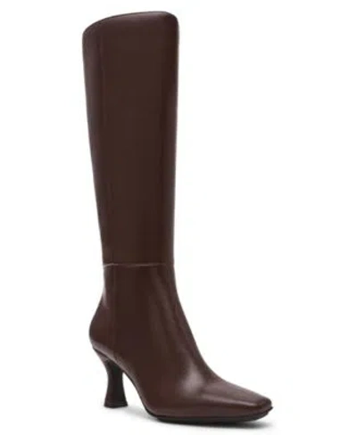 Anne Klein Womens Perfektion Snip Toe Knee High Boots Regular Wide Calf In Brown