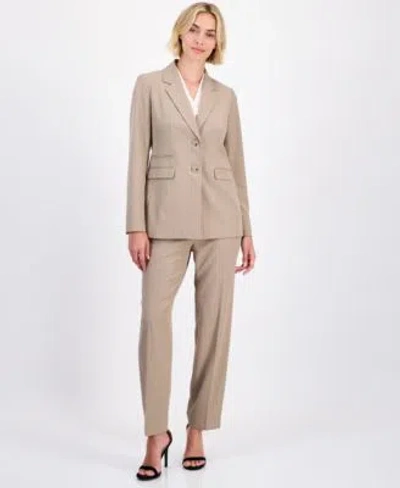Anne Klein Womens Pinstriped Two Button Blazer Straight Leg Ankle Pants In Black