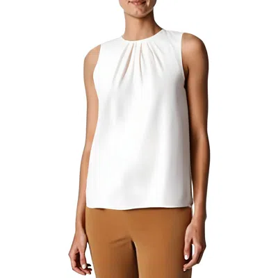 Anne Klein Womens Pleated Chiffon Shell In White