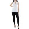 Anne Klein Sleevesless Solid Triple Pleat Top In White