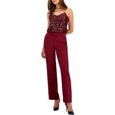 Anne Klein Womens Pocket Satin Wide Leg Pants In Multi