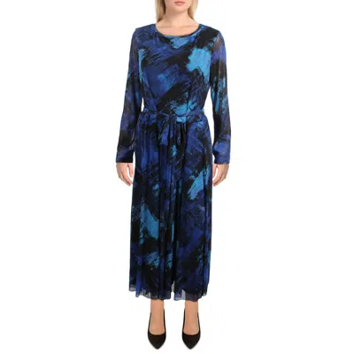 Anne Klein Womens Printed Calf Midi Dress In Multi