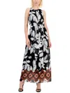 Anne Klein Womens Printed Chiffon Halter Dress In Black