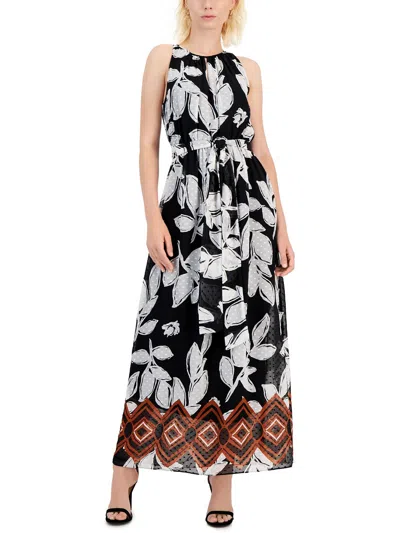 Anne Klein Womens Printed Chiffon Halter Dress In Multi