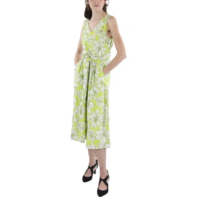 Anne Klein Womens Printed Chiffon Midi Dress In Multi