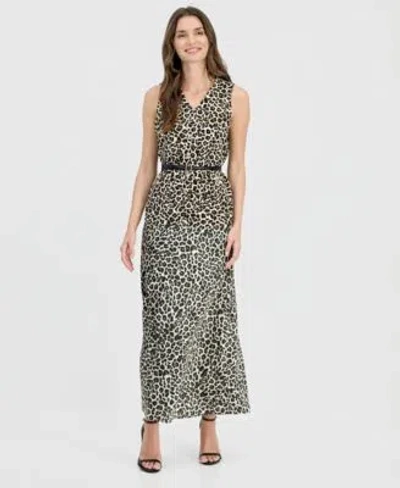 Anne Klein Womens Printed Five Button Long Vest Pull On Bias Skirt In Multi