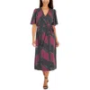 Anne Klein Womens Printed Midi Wrap Dress In Multi