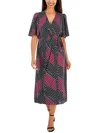 Anne Klein Womens Printed Midi Wrap Dress In Multi