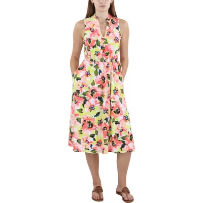 Anne Klein Womens Printed Polyester Midi Dress In Multi