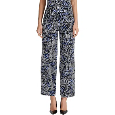 Anne Klein Womens Printed Polyester Straight Leg Pants In Blue