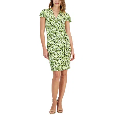 Anne Klein Womens Printed Polyester Wrap Dress In Multi