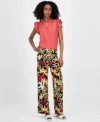 Anne Klein Womens Printed Pull On Wide Leg Pants Xxs P Xxl In Multi