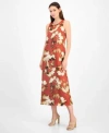 Anne Klein Womens Printed Sleeveless Midi Dress 0 16p In Multi