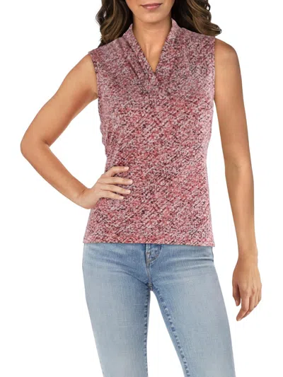 Anne Klein Womens Printed V-neck Shell In Multi