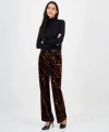 Anne Klein Womens Printed Velvet Flare Leg Pants 0p 16 In Black