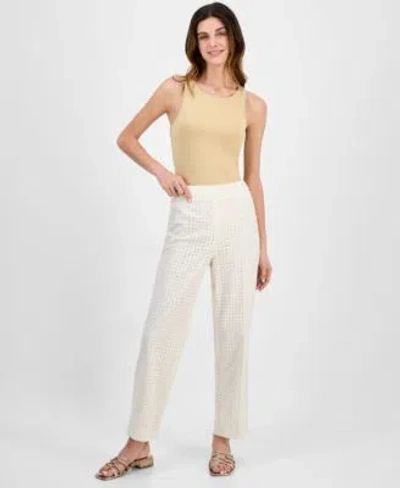 Anne Klein Womens Pull On Embroidered Eyelet Pants Xxs P Xxl In White