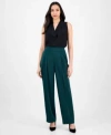 Anne Klein Womens Pull On High Rise Pleat Front Pants P Xxs Xxl In Green