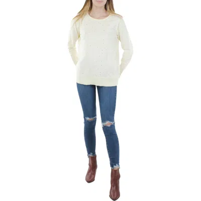 Anne Klein Womens Relaxed Fit Embellished Pullover Sweater In Sand