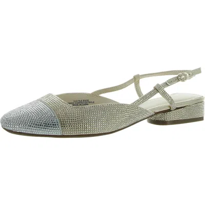Anne Klein Womens Rhinestone Toe Cap Slingback Heels In Gold