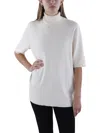 Anne Klein Womens Ribbed Short Sleeves Turtleneck Sweater In Beige