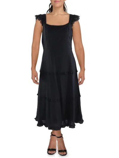Anne Klein Womens Ruffled Long Maxi Dress In Black