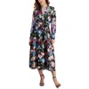 Anne Klein Plus Size Floral-print Tiered Midi Dress In Multi