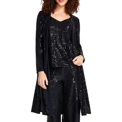 Anne Klein Womens Sequined Duster Sweater In Multi