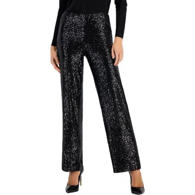 Anne Klein Womens Sequined Polyester Wide Leg Pants In Multi