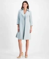 Anne Klein Womens Sleeveless V Neck Slit Hem Dress Stretch Wide Collar Open Front Long Jacket In Soft Aloe