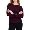 Anne Klein Womens Solid Knit Pullover Sweater In Brown