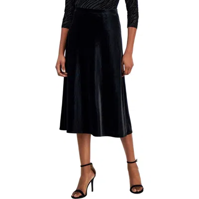Anne Klein Womens Solid Velvet Midi Skirt In Multi