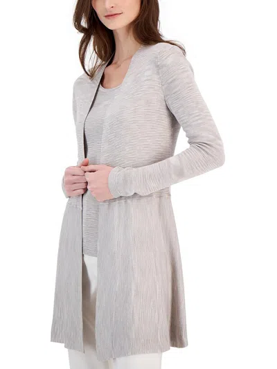 Anne Klein Womens Space Dye Viscose Cardigan Sweater In White