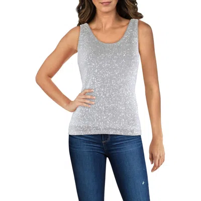 Anne Klein Womens Sqequined Top Tank Top In Silver