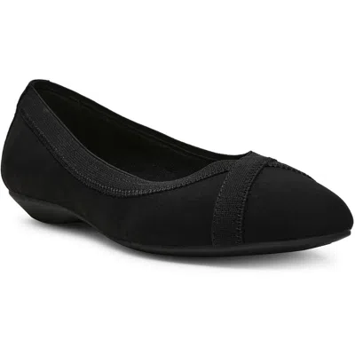Anne Klein Womens Stretch Man Made Flat Shoes In Black