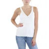 Anne Klein Womens Stretch Ribbed Knit Tank Top In White