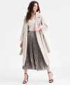 Anne Klein Womens Tie Front Coat With Removable Tie P Xxs Xxl In Neutral