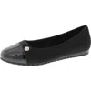 Anne Klein Womens Toe Cap Patent Ballet Flats In Black
