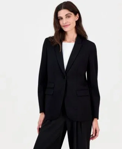 Anne Klein Womens Triple Pocket One Button Jacket In Multi
