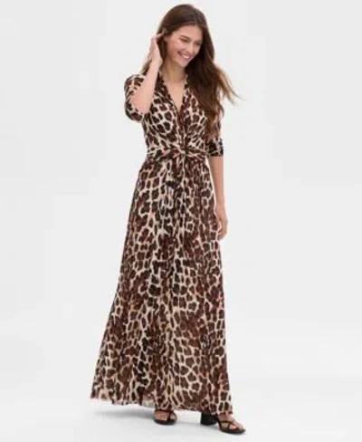 Anne Klein Womens Twist Front Maxi Dress 0p 16 In Neutral