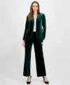 Anne Klein Womens Velvet One Button Notch Collar Jacket Velvet High Rise Pull On Wide Leg Pants In Multi