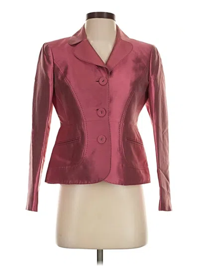 Pre-owned Anne Klein Wool Blazer Jacket In Burgundy