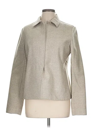 Pre-owned Anne Klein Wool Cardigan Sweater In Silver
