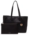 ANNE KLEIN WOVEN TOTE WITH POUCH
