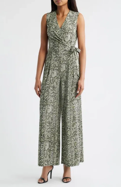 Anne Klein Wrap Bodice Print Jumpsuit
