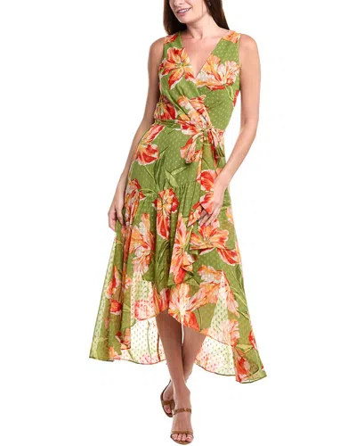 Anne Klein Wrap Midi Dress In Multi