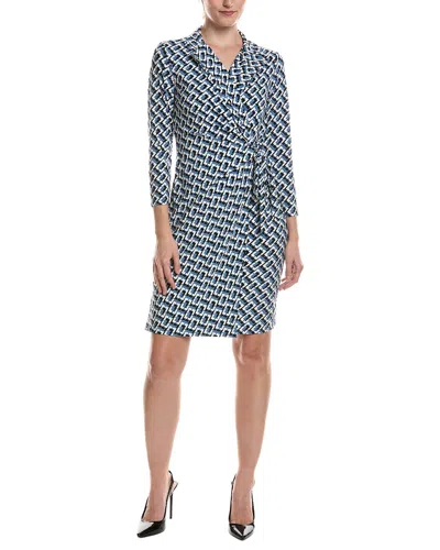 Anne Klein Notch Collar Wrap Dress In Multi