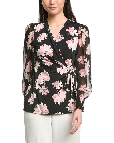 Anne Klein Wrap Top In Black
