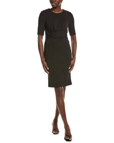 Anne Klein Wrapped Overlay Bodice Sheath Dress In Black